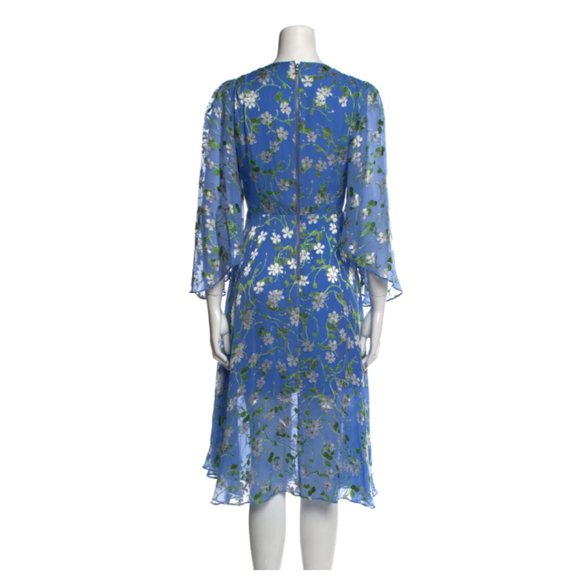 Alice + Olivia Halsey Bellsleeve Midi Dress Floral Blue - Picture 3 of 4